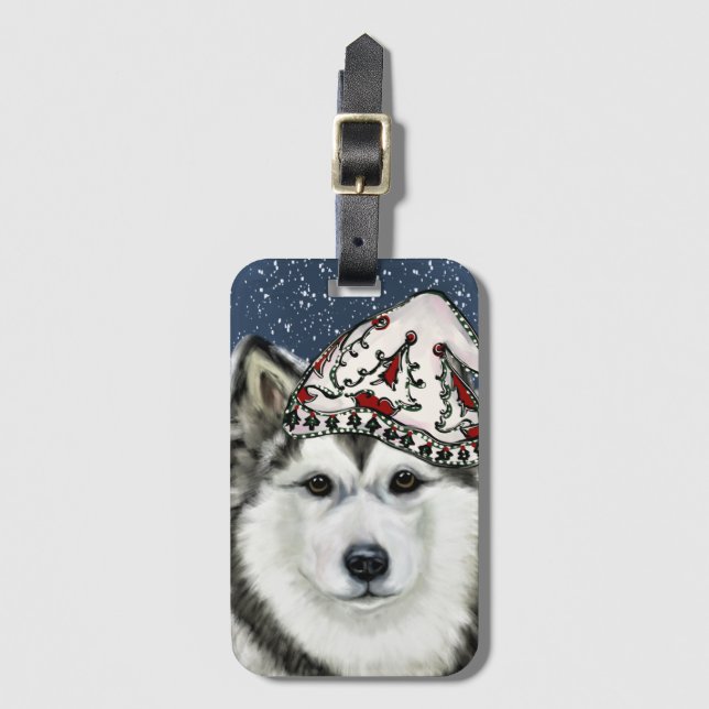 Etiqueta De Bagagem Malamute do Alasca (Frente Vertical)