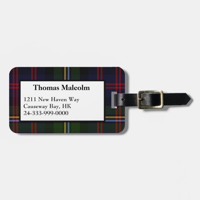 Etiqueta De Bagagem Malcolm Tartan Xadrez Bagagem (Frente Horizontal)