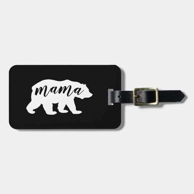 Etiqueta De Bagagem Mama preto e branco Carregamento Silhueta do (Frente Horizontal)