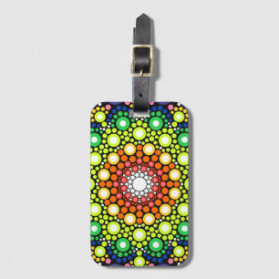 Etiqueta De Bagagem Mandala Dot Fractal Retro Hippie Pontos Trippy