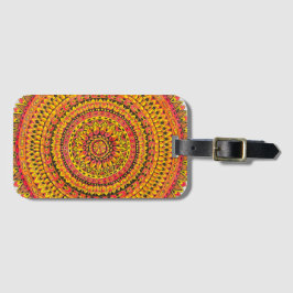 Etiqueta De Bagagem Mandala Original Arte Cor Laranja