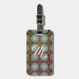 Etiqueta De Bagagem Mandala Peacock Boho Inspiration Monograma