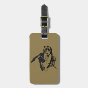 Etiqueta De Bagagem Mangá, Gata Neko Garota Felina Kawaii Loli