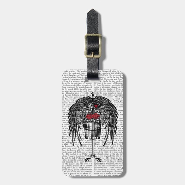 Etiqueta De Bagagem Mannequim Com Asas Pretas (Frente Vertical)