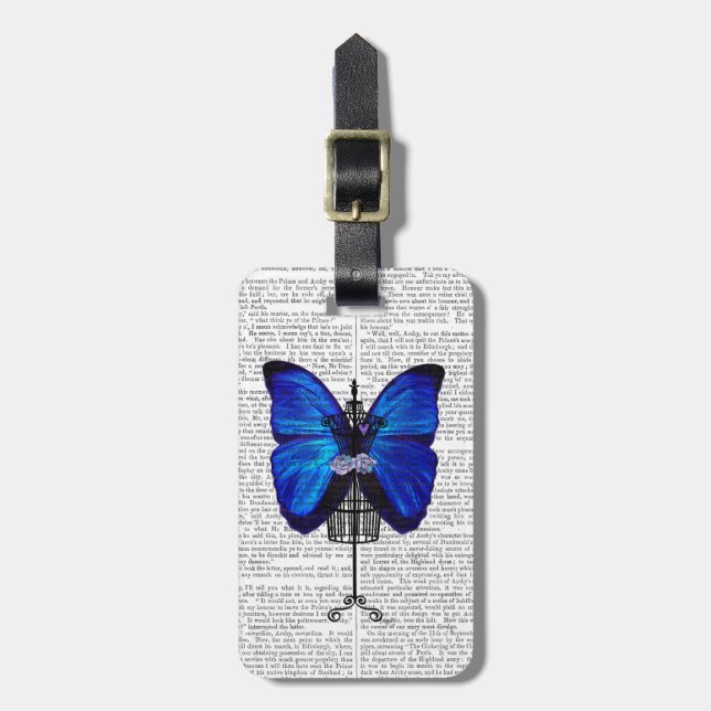 Etiqueta De Bagagem Mannequin Blue Butterfly (Frente Vertical)
