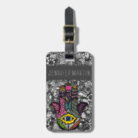 Mão colorida mão tirada de Hamsa desenhos florais