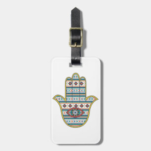 Etiqueta De Bagagem Mão do símbolo fatima amuleto, tribal Aztec