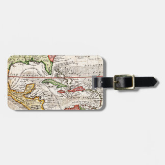 Etiqueta De Bagagem Mapa 1732 do Moll de Herman das Índias Ocidentais