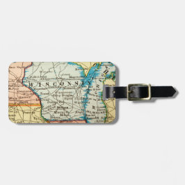 Etiqueta De Bagagem Mapa Antigo de Wisconsin Cartografia Retro Vintage