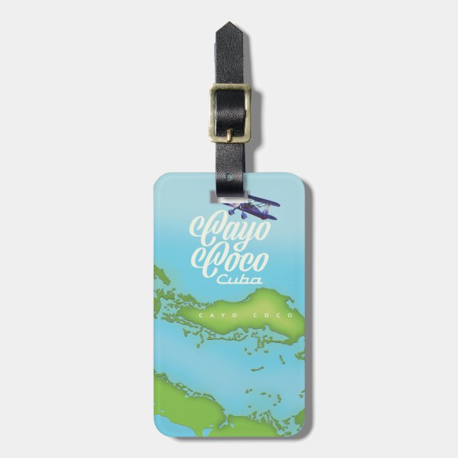 Etiqueta De Bagagem Mapa antigo do Cayo Coco Cuba. (Frente Vertical)