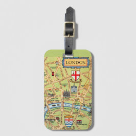 Etiqueta De Bagagem Mapa colorido ilustrado de Londres Inglaterra