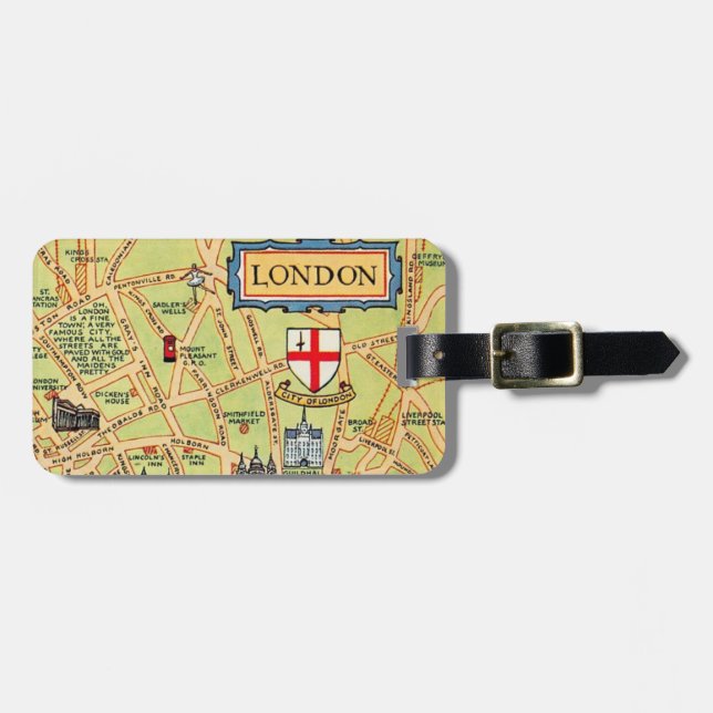 Etiqueta De Bagagem Mapa de Londres Inglaterra (Frente Horizontal)