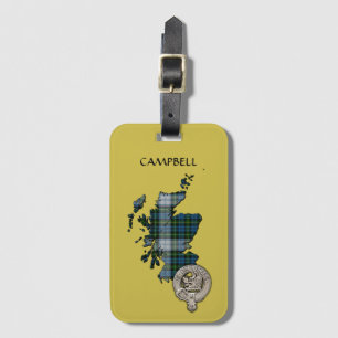 Etiqueta De Bagagem Mapa do Clan Campbell Crest & Dress Tartan