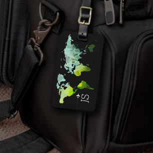 Etiqueta De Bagagem mapa do mundo abstrato viagem personalizado