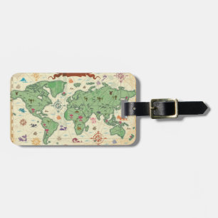 Etiqueta De Bagagem mapa do mundo do vintage