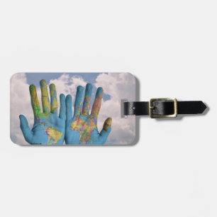 Etiqueta De Bagagem Mapa do mundo em nossas mãos