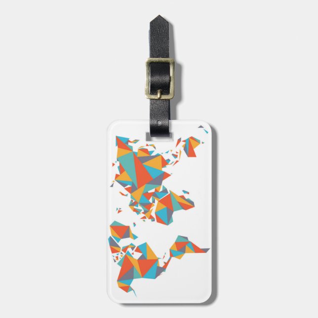 Etiqueta De Bagagem Mapa do mundo geométrico abstrato (Frente Vertical)