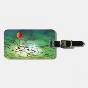 Etiqueta De Bagagem Mapa do vintage de AMSTERDÃO