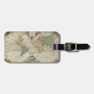 Etiqueta De Bagagem Mapa do vintage do mundo (1744)