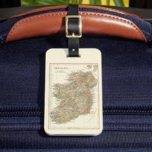 Etiqueta De Bagagem Mapa do vintage do Tag 1862 da bagagem de Ireland