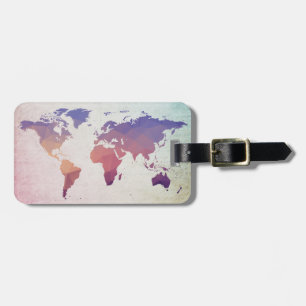 Etiqueta De Bagagem Mapa-múndi Polygone Multicolores