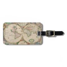 Mapa Mundial de Viagem Vintage Clássico Monograma
