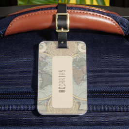 Etiqueta de Bagagem Mapa Vintage Personalizado