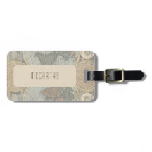 Etiqueta de Bagagem Mapa Vintage Personalizado