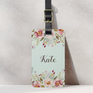 Etiqueta De Bagagem Marca de Bagagem de Monograma Personalizado com Fl
