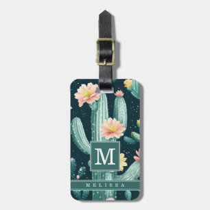 Etiqueta De Bagagem Marca de Bagagem Floral de Cacto em Aquarela