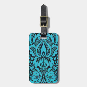 Etiqueta De Bagagem Marca de Bagagem Floral de Fantasia Azul Personali