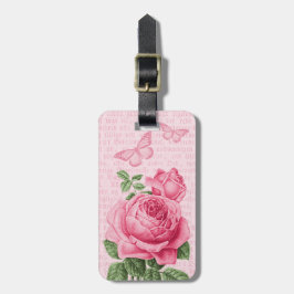 Etiqueta De Bagagem Marca de bagagem floral rosa cor-de-rosa feminino