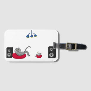 Etiqueta De Bagagem Marca de Bagagem para Amantes de Música e Gatos Re