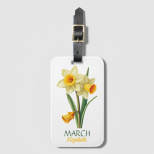 Etiqueta De Bagagem Março Aniversário Daffodil Nascimento Flor Persona