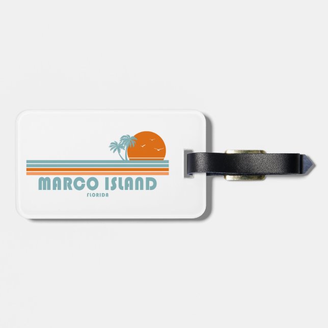 Etiqueta De Bagagem Marco Island Florida Sun Palm Trees (Traseira Horizontal)