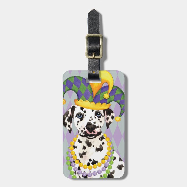 Etiqueta De Bagagem Mardi Gras Dalmatian (Frente Vertical)