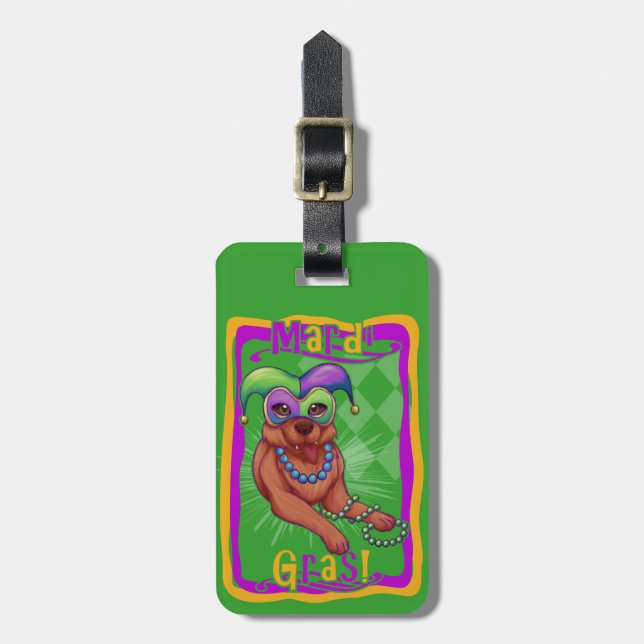 Etiqueta De Bagagem Mardi Gras Dog (Frente Vertical)