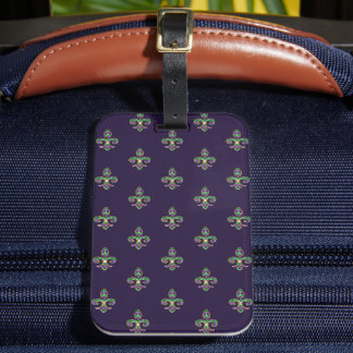 ETIQUETA DE BAGAGEM MARDI GRAS FLEUR DI DI LIS, DOURADO VERDE PURPER