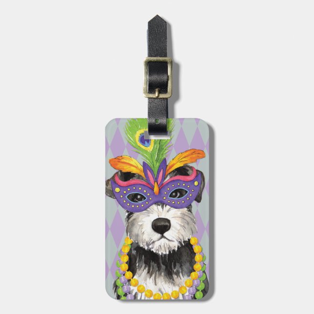 Etiqueta De Bagagem Mardi Gras Mini Schnauzer (Frente Vertical)