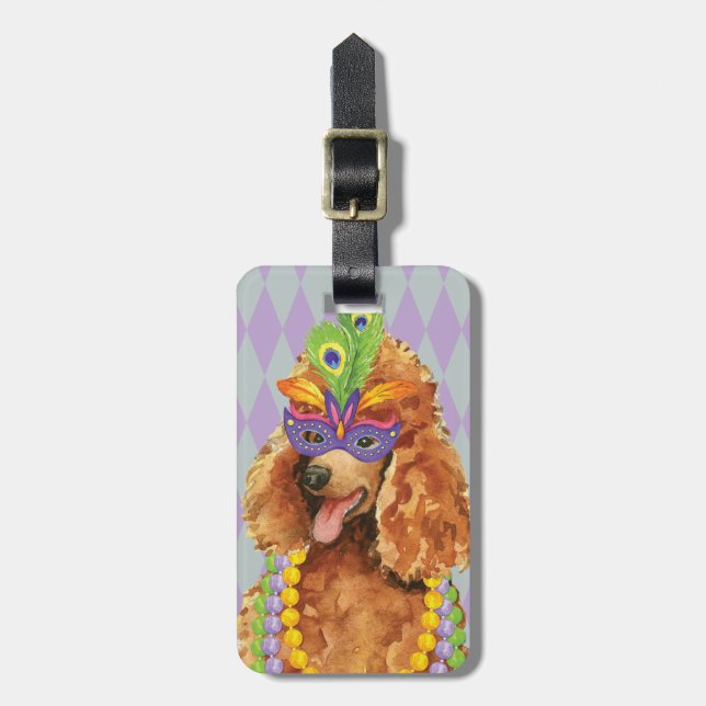 Etiqueta De Bagagem Mardi Gras Poodle (Frente Vertical)