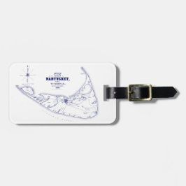 Etiqueta De Bagagem Marinho de Mapa de Vintagem do MÃE da Ilha Nantuck