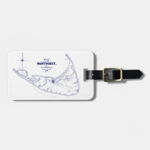 Etiqueta De Bagagem Marinho de Mapa de Vintagem do MÃE da Ilha Nantuck