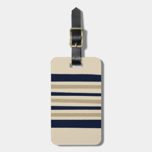 Etiqueta De Bagagem Marinho / Faixa de papel bege - Personalizada