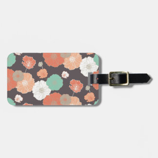 Etiqueta De Bagagem Marinho floral das papoilas, coral, hortelã
