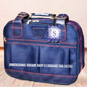 Etiqueta De Bagagem Marinho Quadrado Dimensional-S