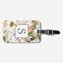 Mariposa Rosa Vintage Monogramada Bagagem
