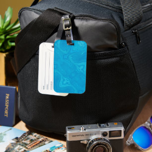 Etiqueta De Bagagem Mármore Azul Abstrato HP Lap Personalizado