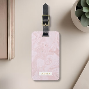 Etiqueta De Bagagem Mármore cor-de-rosa moderno Tag personalizado da