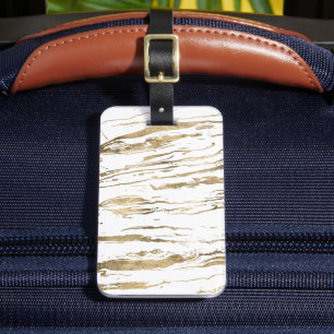 Etiqueta De Bagagem Mármore Dourado Abstrato Moderno