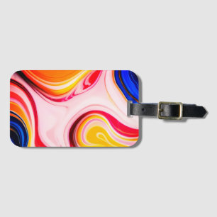 Etiqueta De Bagagem Mármore falso azul rosa amarelo branco na moda e b